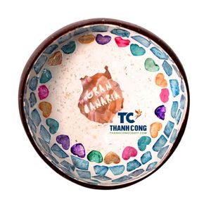 Artículos Populares: Cuencos de Coco con Incrustaciones de Perlas y Conchas, Estilo Mosaico de Peces Marinos Tropicales, Cuencos Lacados al por Mayor para Tiendas de las Islas Canarias - Product Image 1