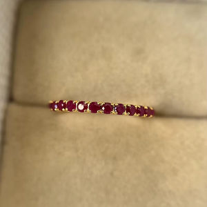 แหวนทับทิมธรรมชาติทรงกลม ดีไซน์หรูหรา เงินแท้ 925 ชุบทอง 14K แบบครึ่งวงกลม สำหรับขอแต่งงาน - Product Image 1