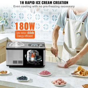 Automatico 2 quarti in acciaio inox elettrico sorbetto Maker incorporato compressore gelatiera macchina Display LCD Timer No gelatiere - Product Image 4