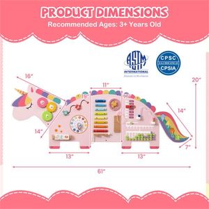 แผ่นกิจกรรมไดโนเสาร์ 11-in-1 ของเล่นไม้เสริมพัฒนาการสำหรับเด็ก สีชมพู - Product Image 4