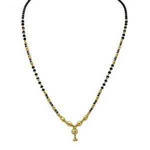 Elegante Collar Mangalsutra Dorado para Mujer con Cuentas Negras Tradicionales y Sofisticado Diseño de Bola Dorada - Product Image 2