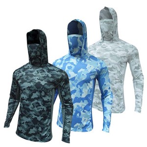 Chemise de pêche à manches longues camouflage pour homme, avec capuche, UPF 50, anti-UV, séchage rapide, haut de sport d'extérieur - Product Image 1
