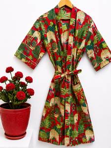 Bata Kimono Floral de Lujo 100% Algodón para Mujer, Estampado Digital, Transpirable, Ligera, para Verano, Ropa de Estar por Casa, Cuello en V - Product Image 6