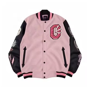 Best High Quality <b>Canvas</b> Varsity <b>Jacket</b> Men Women Custom Stand Collar Embroidery Leather Sleeves Stylish High Street Design - Product Image 2
