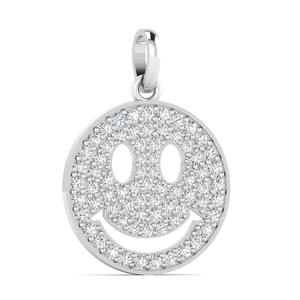 Pendentif visage en diamant plaqué or, diamant de laboratoire, disque visage souriant, bijoux fins de luxe pour femmes, cadeau - Product Image 3
