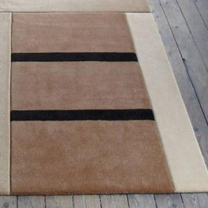 Tapis géométrique Bauhaus moderne |   Tapis linéaire de luxe sculpté à la main |   Tapis de salon géométrique aux tons terreux contemporains - Product Image 5