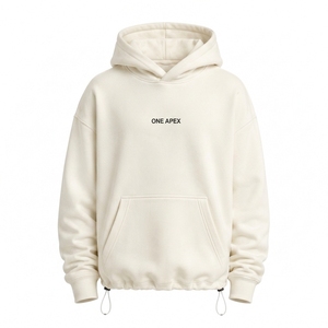 Sudadera con Capucha Oversize Personalizada Color Crema con Bolsillo Canguro y Cordón Ajustable en el Bajo, Estilo Casual Urbano - Product Image 2