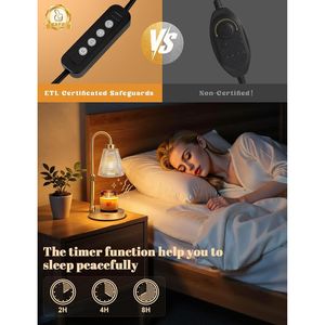 Gold Candle Warmer Lamp with <b>Timer</b> Dimmable Height-Adjustable Wax Melts Birthday Gift Jar Candles Warmer - Product Image 6