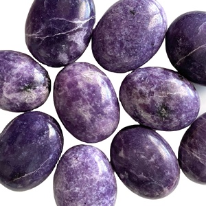 หินอเมทิสต์ขัดเงาทรงรี รูปทรงปาล์มสโตน เทคนิคโมเสก ยี่ห้อ Rais Agate สำหรับงานฮวงจุ้ย การทำสมาธิ ของตกแต่งวันหยุด และของสะสม - Product Image 2