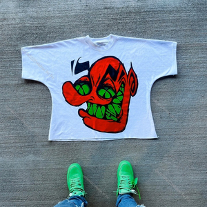 Camiseta Oversize para Hombre con Estampado Gráfico Personalizado, Estilo Urbano, Algodón Lavado Vintage, Unisex, Diseño Graffiti, Venta al Por Mayor OEM - Product Image 3