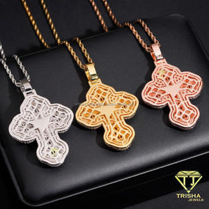 จี้รูปกางเขนประดับเพชรโมอิสซาไนต์ เงินแท้ 925 ฝังเพชรแบบ Iced Out พร้อมเพชรทรงบาแกตต์และทรงกลม เครื่องประดับฮิปฮอปสุดหรู - Product Image 2