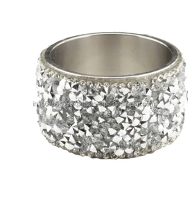 Rond de serviette en acier inoxydable de qualité supérieure perlé motif martelé réutilisable fiançailles/vaisselle Table créative/Look de mariage - Product Image 5