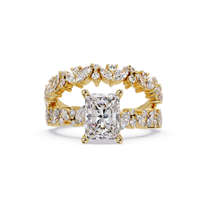 Custom Fine Jewelry 14K Solid Gold 3.00 Carat Total Radiant Lab Grown Diamond IGI Certified Marquise Floral Crown Matching - Product Image 1