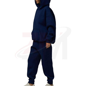 Wholesale Price Light Weight Women Solid Color Hooded <b>Tracksuit</b> Set Full Length Loose Fit Casual Wear 100% Cotton - Product Image 2