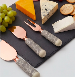 Ensemble de couteaux à fromage et à beurre, qualité exclusive, acier inoxydable avec tête en cuivre, manches en résine, couverts pour la cuisine et les événements - Product Image 6