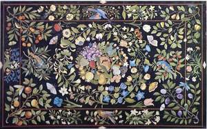 Exclusivo Tablero de Mesa de Mármol Negro con Incrustaciones, Diseño Rectangular de Pietra Dura, para Decoración del Hogar y Hoteles al Mejor Precio - Product Image 4