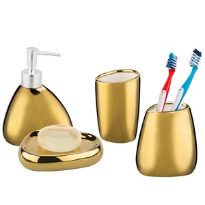 Luxury Gold <b>Bathroom</b> <b>Accessories</b> <b>Set</b> Ideal For Hotel Guest Washroom And Premium Hospitality Decor Wholesale From India - Product Image 1