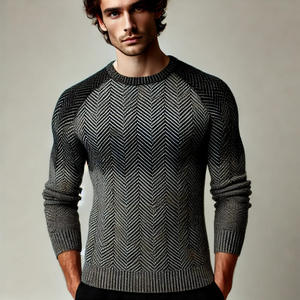 Pull en tricot 100 % coton pour homme, coupe droite, col montant zippé, motif uni, manches classiques, séchage rapide, respirant, automne - Product Image 1