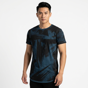 T-shirt à manches courtes pour homme, col rond, 100% polyester, tricoté, respirant, motif peint à la main, coupe décontractée - Product Image 6