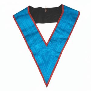 Joya masónica de cuello azul sólido con ribete rojo y pasador de seguridad dorado - Product Image 2