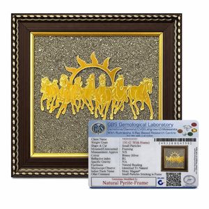 KHATI HOUSE Vastu Shakti 7 Horses Raw Pyrite <b>Frame</b> Wealth Success Prosperity Decor for Home Office Gift - Product Image 1