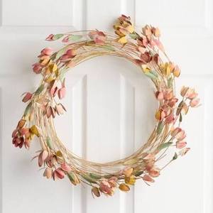 Corona de Ratán Natural Hecha a Mano con Flores Secas, Redonda, Decorativa, Estilo Rústico, Sin Iluminación, Pieza Única - Product Image 1
