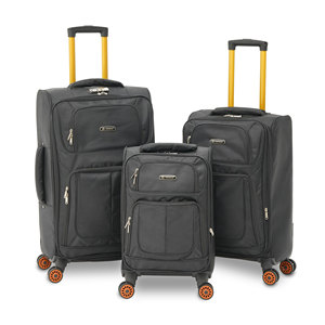 Black Polyester Luggage with 4 Wheels Combination Lock Lightweight Travel <b>Suitcase</b> Unisex Simple Style Zipper Closure - Product Image 1