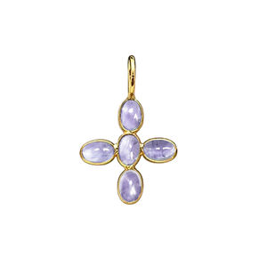 Pendentif croix en quartz Alexandrite serti clos, ovale lisse 5x3mm, breloques plaquées or, bijoux faits à la main, fournisseurs d'Inde - Product Image 1