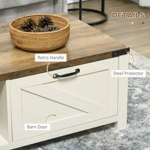 Tavolino da Caffè Pieghevole Moderno in MDF Marrone e Bianco, Mobile e con Spazio di Archiviazione per Soggiorno e Ufficio Domestico - Product Image 2
