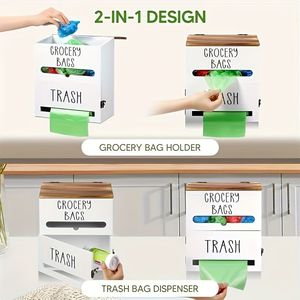 Supporto in Legno Multifunzione per Armadietto a Muro, 1 Pezzo, Ampio Spazio di Archiviazione a Parete per Organizzare Sacchetti della Spazzatura - Product Image 3