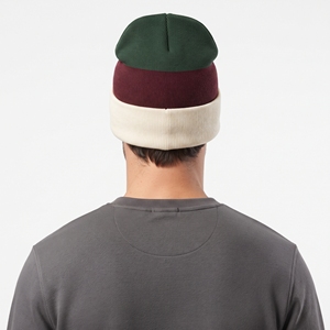 Bonnet d'hiver unisexe personnalisé à rayures et revers, en tricot épais et doux, avec blocs de couleur, idéal pour l'extérieur - Product Image 2
