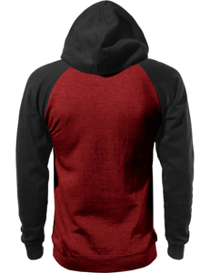 Nueva Sudadera con Capucha para Hombre, Negra y Roja, con Mangas Raglán, de Felpa, Informal, de Color Sólido, con Bolsillo, Corte Regular, para Otoño - Product Image 5