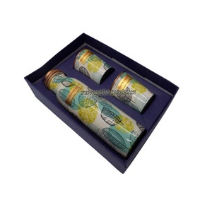Botella de agua de cobre impresa al por mayor de buena calidad con juego de vaso de vidrio de cobre para beneficios de salud Ayurveda - Product Image 1