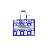 Sac fourre-tout perlé à thème baseball, très tendance |   Fermeture éclair personnalisée faite à la main avec perles de rocaille, motif rayé, approuvée pour les stades