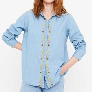 Camisa Vaquera Vintage a Cuadros con Estampado Floral Básico para Mujer, Prenda Exterior Informal y Elegante para Todas las Temporadas, Transpirable, de Algodón Orgánico, Simple - Product Image 2