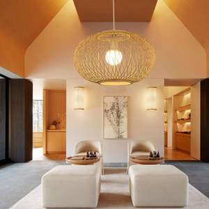 Abat-jour suspendu en bambou fait main de haute qualité, luminaire de plafond rustique pour la décoration intérieure de la maison et de l'hôtel - Product Image 6