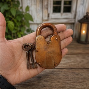 Cadenas en laiton de style Art déco vintage Shubham avec 2 clés, serrure décorative artisanale pour porte extérieure - Product Image 1