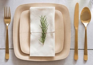 New Stylish <b>Disposable</b> Palm Leaf <b>Plates</b> 8 Inches Square for Modern Food Presentation <b>Plates</b> Pack of 25 Pieces Birthday Party Use - Product Image 1
