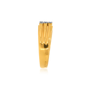 แหวนทองคำสีเหลือง 14K สำหรับผู้ชาย ประดับเพชรทรงสี่เหลี่ยม 9 เม็ด ดีไซน์คลาสสิกแบบมีร่อง เครื่องประดับที่ดูหรูหรา - Product Image 4