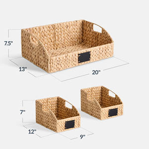 Eco Friendly Water Hyacinth Pantry Storage <b>Basket</b> With Label Holder <b>Wicker</b> Organizer Bin For Food Snack Kitchen Shelf Home Decor - Product Image 5