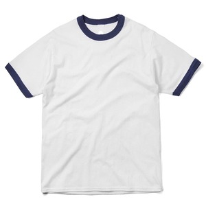 Camiseta de Algodón Blanca para Hombre con Ribete en Contraste Rojo, Corte Regular, Manga Corta, Cuello Redondo, Tejido Jersey, Color Sólido - Product Image 5