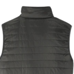 Gilet matelassé noir AKA Puffy pour femme, gilet rembourré léger brodé sans manches avec fermeture éclair, veste chaude pour l'extérieur - Product Image 2