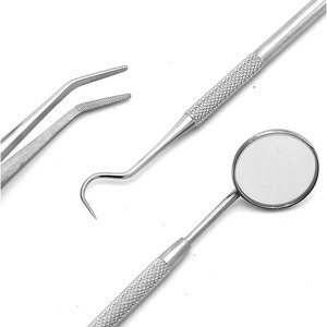 Ensemble d'instruments dentaires électriques en acier inoxydable certifiés CE de qualité médicale, miroir, sonde, pinces, pour examen dentaire et soins bucco-dentaires - Product Image 3