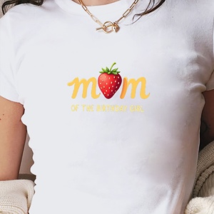 Camiseta corta de moda para mujer mamá con fresa o - Product Image 1
