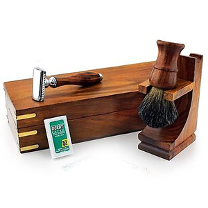 LEO BEAUTY PRO Men's Wet Shaving Kit 3 Piece Pure Badger Hair Shaving <b>Brush</b> Metal Handle & Safety Razor Personal Care - Product Image 2