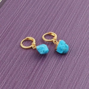 Boucles d'oreilles créoles à facettes en aquamarine, plaquées or, argent sterling 925, bijoux de tous les jours, cadeau pour elle - Product Image 5