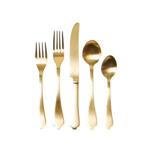 Ensemble de couverts plaqués or de qualité supérieure, manches martelées artisanales, finition laiton poli durable, cuillères et fourchettes, ensemble de couverts de table - Product Image 6