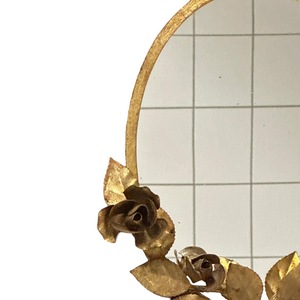 <b>Oval</b> Brass <b>Mirror</b> With Gold Rose Frame Handmade Wall Decor Traditional Style - Product Image 5