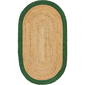 Alfombra Bohemia Hecha a Mano de Yute Orgánico Trenzado 2x3 pies, Natural, Rústica, Ecológica, Antideslizante, de Pelo Corto - Product Image 3