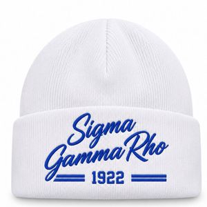 Gorro Blanco para Mujer Sigma Gamma Rho, con Bordado Personalizado del Escudo de la Hermandad, Gorro de Punto Suave para Invierno, con Borde Plegado, Cálido, para Organizaciones Griegas - Product Image 1